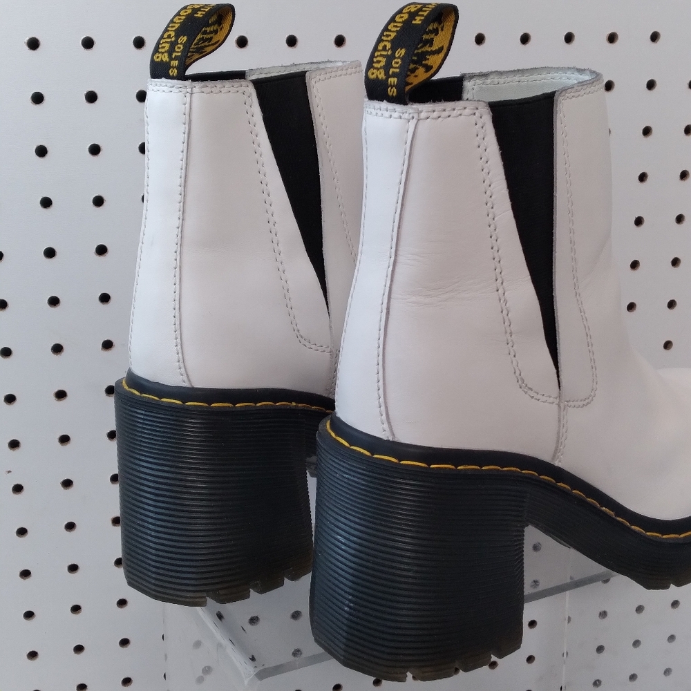 Dr. Martens White Ankle Boots with Black Soles - Picture 5 of 11